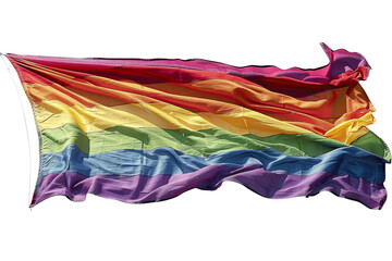 The waving pride rainbow flag on the transparent background.