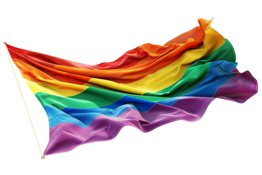The waving pride rainbow flag on black background.