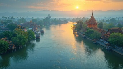 Bird's-eye view of the ancient city of Ayutthaya