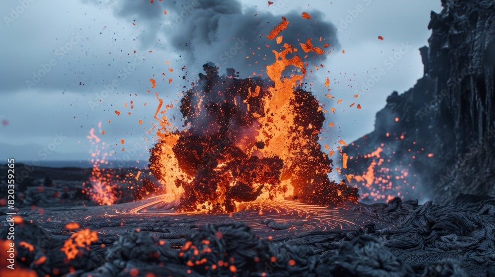 Poster the unique combination of ash and lava creates an electrifying scene in the wake of a volcanos fury.