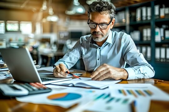 Auditor conducting thorough examination of financial records with expertise