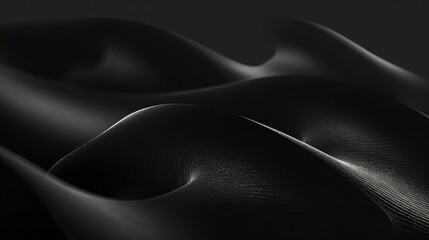 Abstract closeup of a woman's body shape on a black background, with soft light and shadow effects. The woman's skin takes on the form of waves. Appreciating the aesthetics of female curves.