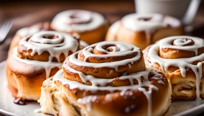 cinnamon rolls with icing on top - Powered by Adobe