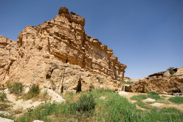 Grand Fall Mides Oasis in Tamgahza near boarder of Algeria