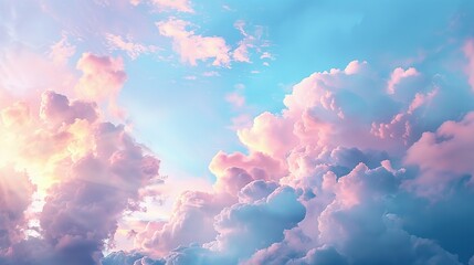 Morning sky at sunrise with soft pink clouds and yellow tones.