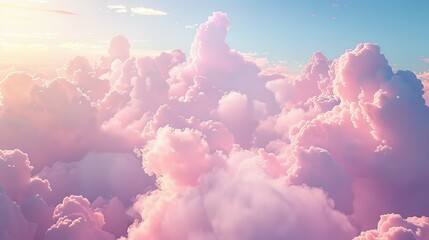 Morning sky at sunrise with soft pink clouds and yellow tones.