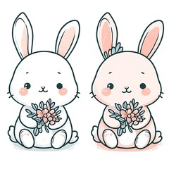 An adorable bunny, whimsical, playful, soft lighting style. design graphic, vector
