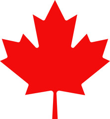 Original red maple leaf from the Canadian flag, isolated on a transparent background. Correct proportions and colors. Vector illustration