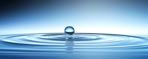 Close-up of a water drop on the surface of water with a blurred background.