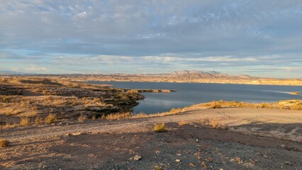 landscape with lake and mountains