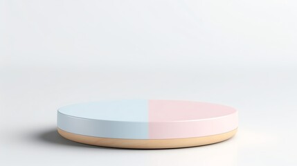 Isolated round pastel slab for product display, ideal for a minimalistic and soft presentation Subtle colors with a clean white background, providing ample copy space for promotion