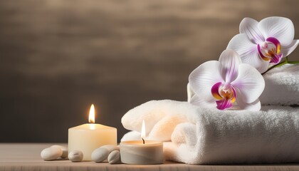 Orchid and candle with blur background