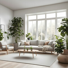 A minimalist living room with scandinavian dedign elements 
