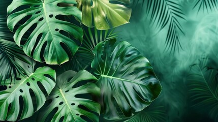 Green Leaves Background With Copy Space, Providing A Vibrant And Refreshing Backdrop, High Quality