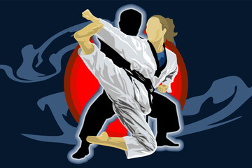 karate kick illustration design vector art © himmahdesigns