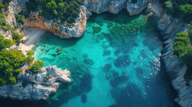 Drone perspective of the Calanques near Marseille