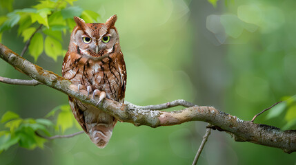 Obraz premium great horned owl sitting on branch