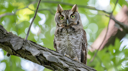 Fototapeta premium great horned owl in tree