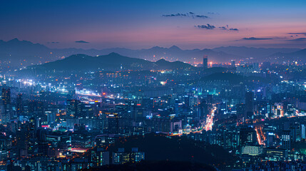 panorama of the city at night