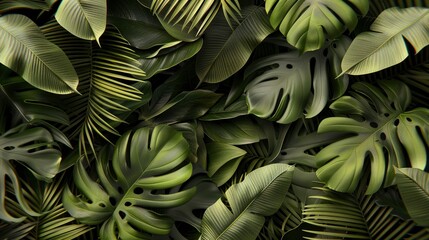 Close-Up Nature View Of Green Leaf Palms, Showcasing The Intricate Details Of Foliage, High Quality