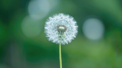 Close-Up Of A Dandelion Against A Natural Background, Capturing The Delicate Beauty Of Nature, High Quality