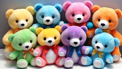 set of colorful bear plush dolls stuffed toy from Generative AI
