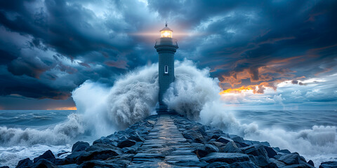 Lighthouse in a heavy storm