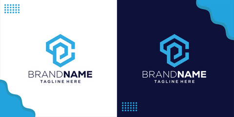 Creative PC Letter Monogram Hexagon Logo, Design Inspiration, Illustration, Vector