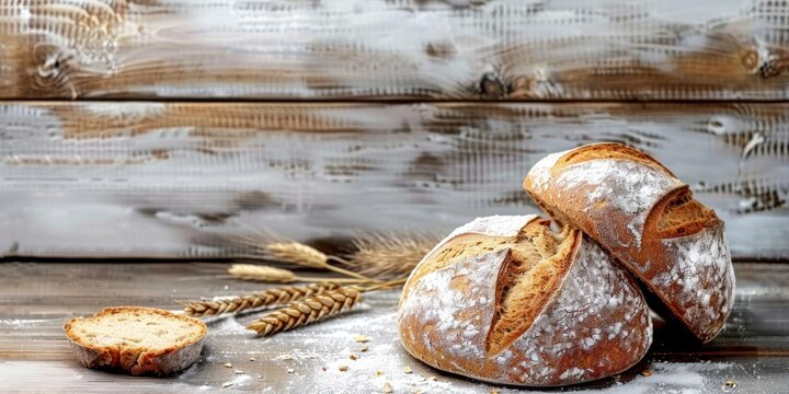 Bread bakery background top food view fresh white wheat loaf. 