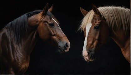 Fototapeta premium horse close up portrait on plain black background from Generative AI
