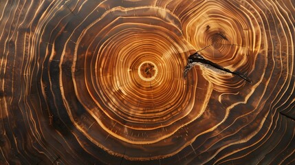 Tree growth rings on fresh cut evergreen tree