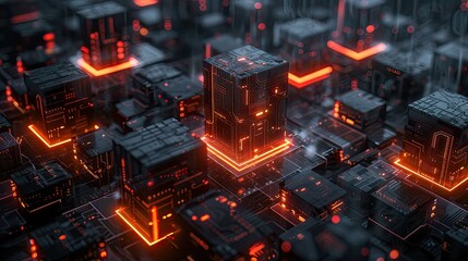 Digital data flow with futuristic technology interface