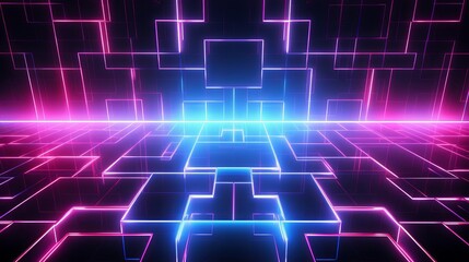 Neon light grid with digital effects