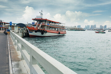 Passenger ferry at Pattaya Pier, Thailand.