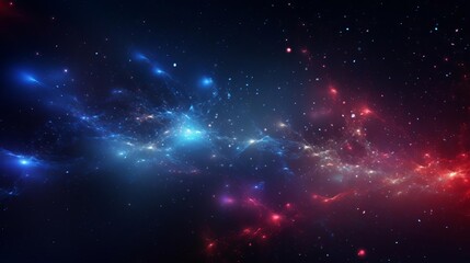 Naklejka premium Red and blue glowing light particles