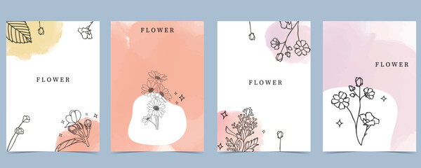 flower background with lavender,magnolia,sunflower.illustration vector for a4 page design