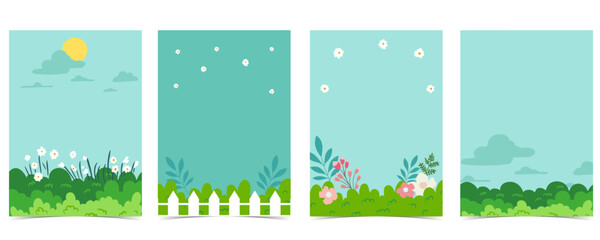 Collection of natural background set with garden.Editable vector illustration for vertical design