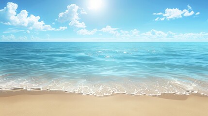 Obraz premium Abstract Sand Beach Above Light Blue Waters, Evoking A Sense Of Tranquility And Relaxation, High Quality