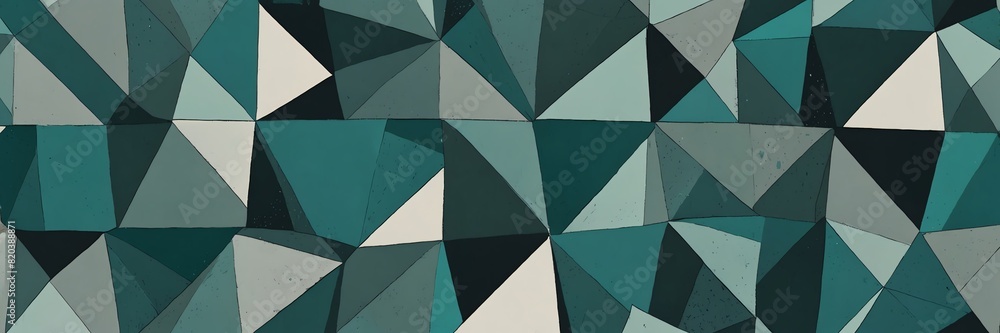 Wall mural abstract teal polygon triangles on white background design illustration from Generative AI