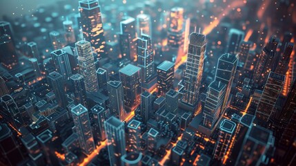 Fototapeta premium Tech cityscape