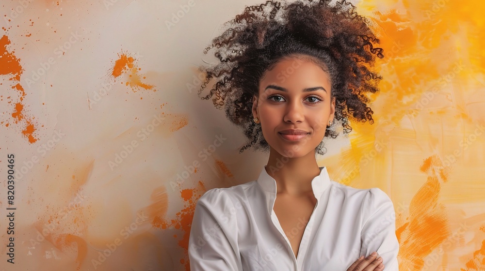 Wall mural business woman radiating confidence and professionalism in a studio portrait