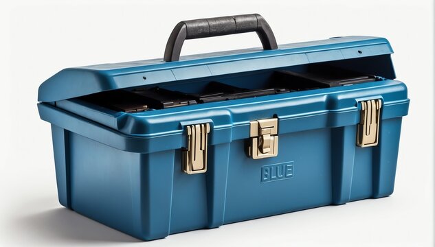 blue toolbox on plain white background from Generative AI