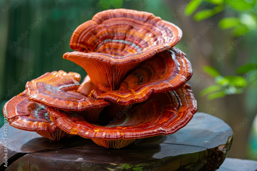 Wall mural a reishi mushroom. trending superfood with health benefits