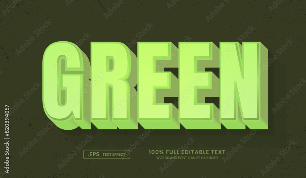 Canvas Prints design editable text effect, green 3d concept vector illustration