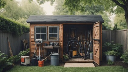 toolshed on backyard photo from Generative AI