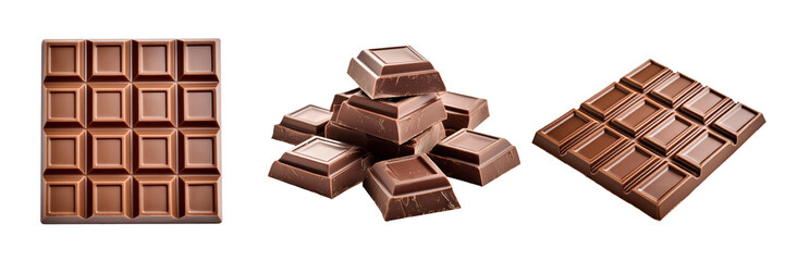 Fototapeta premium Milk chocolate bars isolated on transparent background