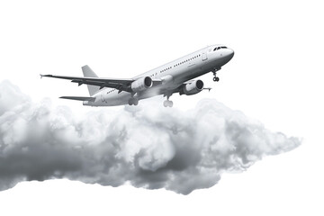 Obraz premium Airplane with clouds isolated on a transparent background