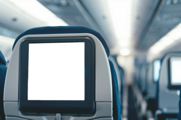 Mockup of an aeroplane monitor screen on a passenger seat