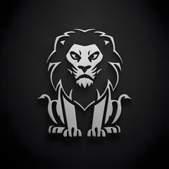 Brave black and white lion logo