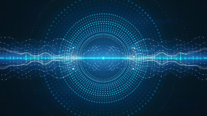 Structured database. Abstract digital wave particle. Digital music background. Sound vibrations. Futuristic dotted wave. Big data analytics. 3D illustration of nano particles in cyberspace